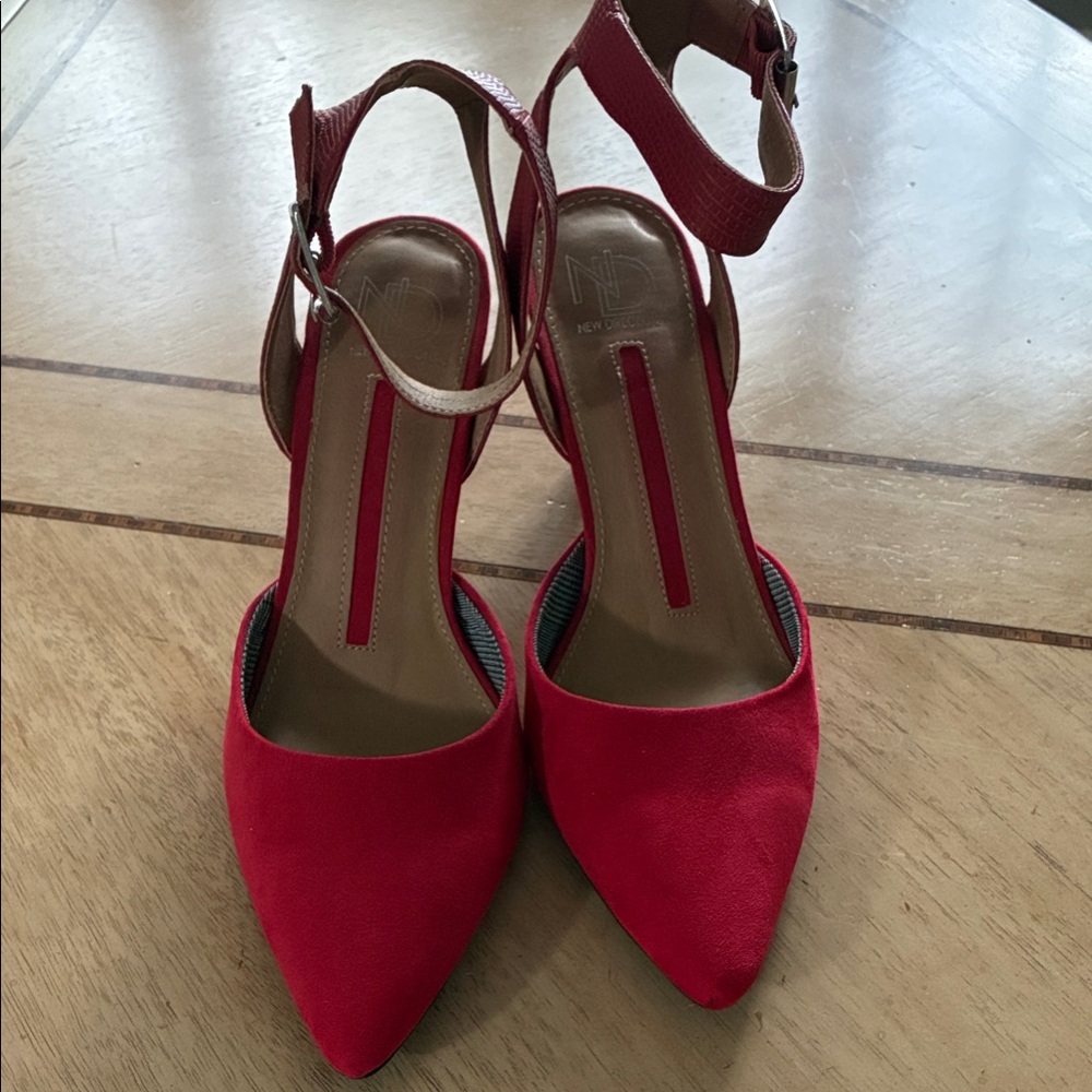 New Directions Bold Red Ankle Strap Heels